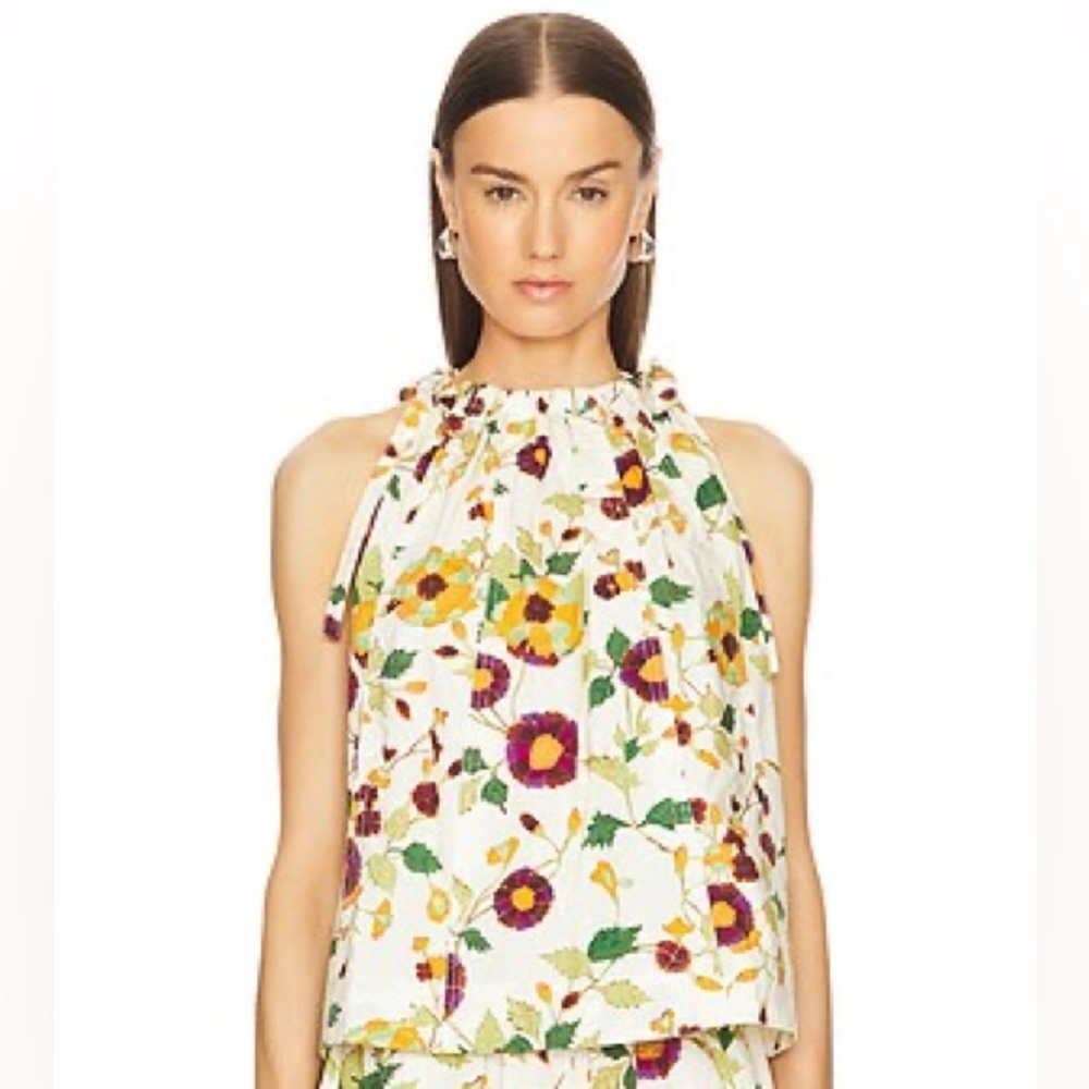 NWT Ulla Johnson ZOE Sleeveless Top Blouse Floral Tie 100% Cotton Boho Summer 6